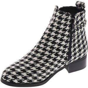 Black & White Houndstooth Ankle Boot - Women